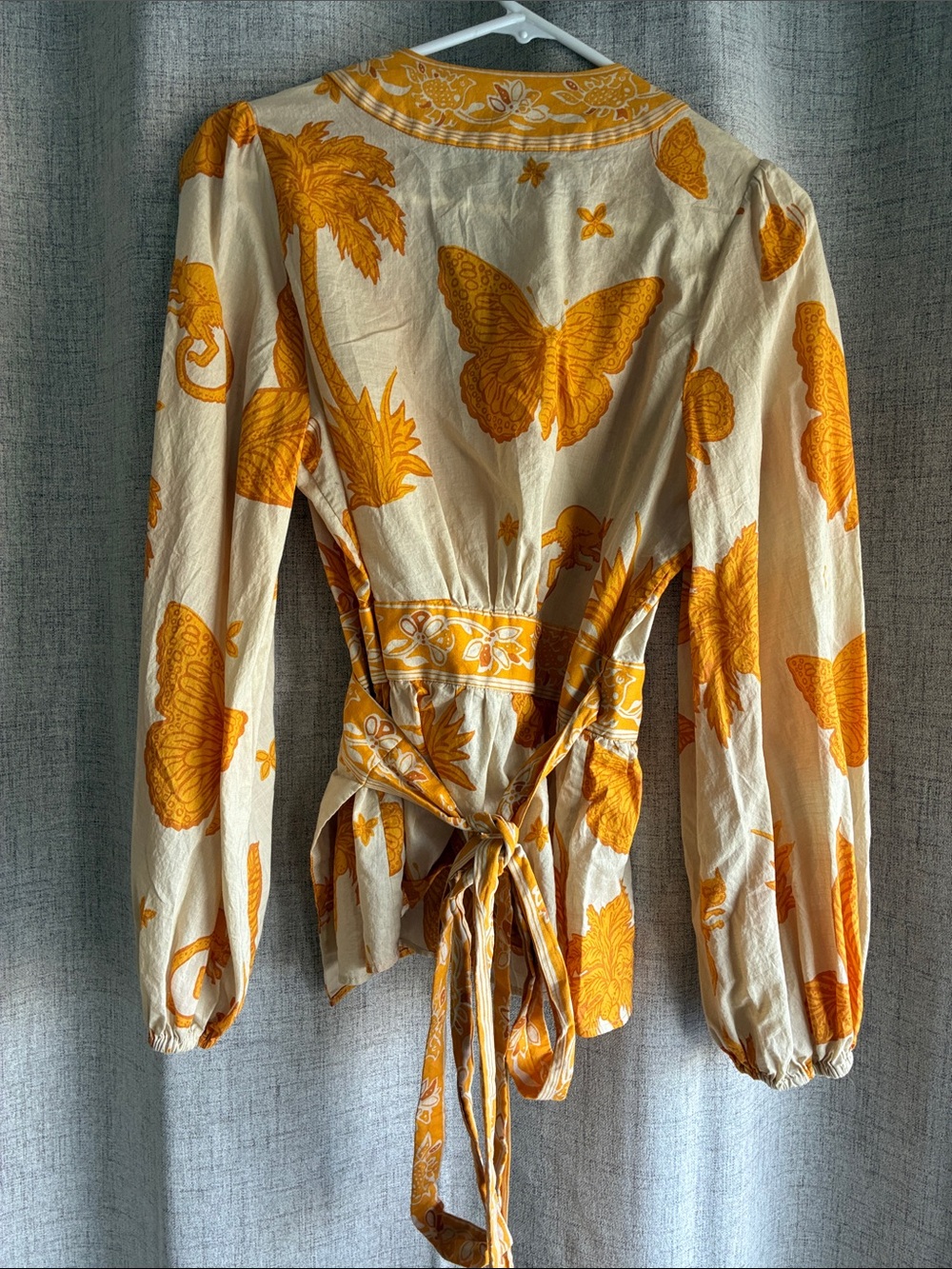 Banana Republic Wrap Blouse with Orange Butterfly Print - Picture 4 of 5